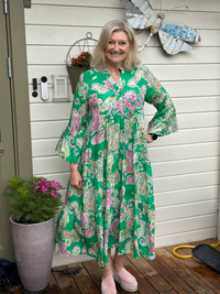 Bibba Kjole Viskose Paisley Grønn
