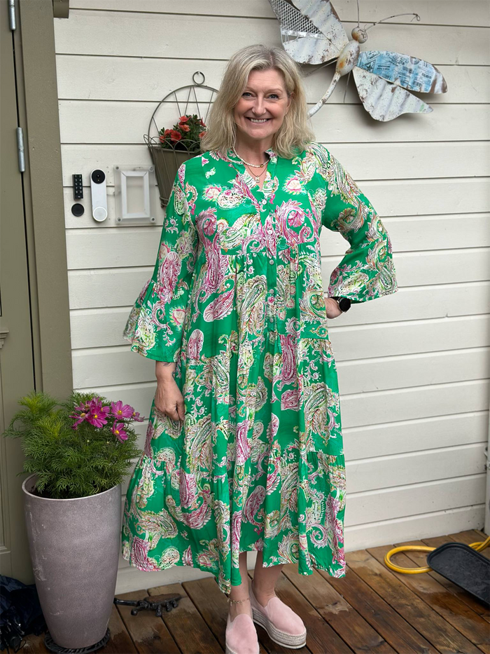 Bibba Kjole Viskose Paisley Grønn