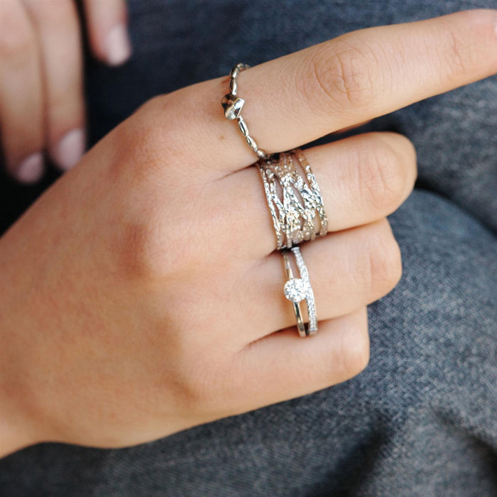 Bred ring, Steel Satin Sølv