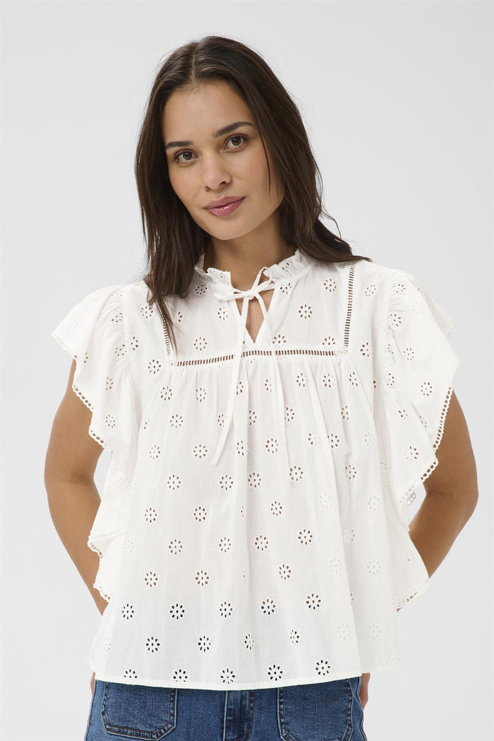 KAfiona Frill Top Chalk