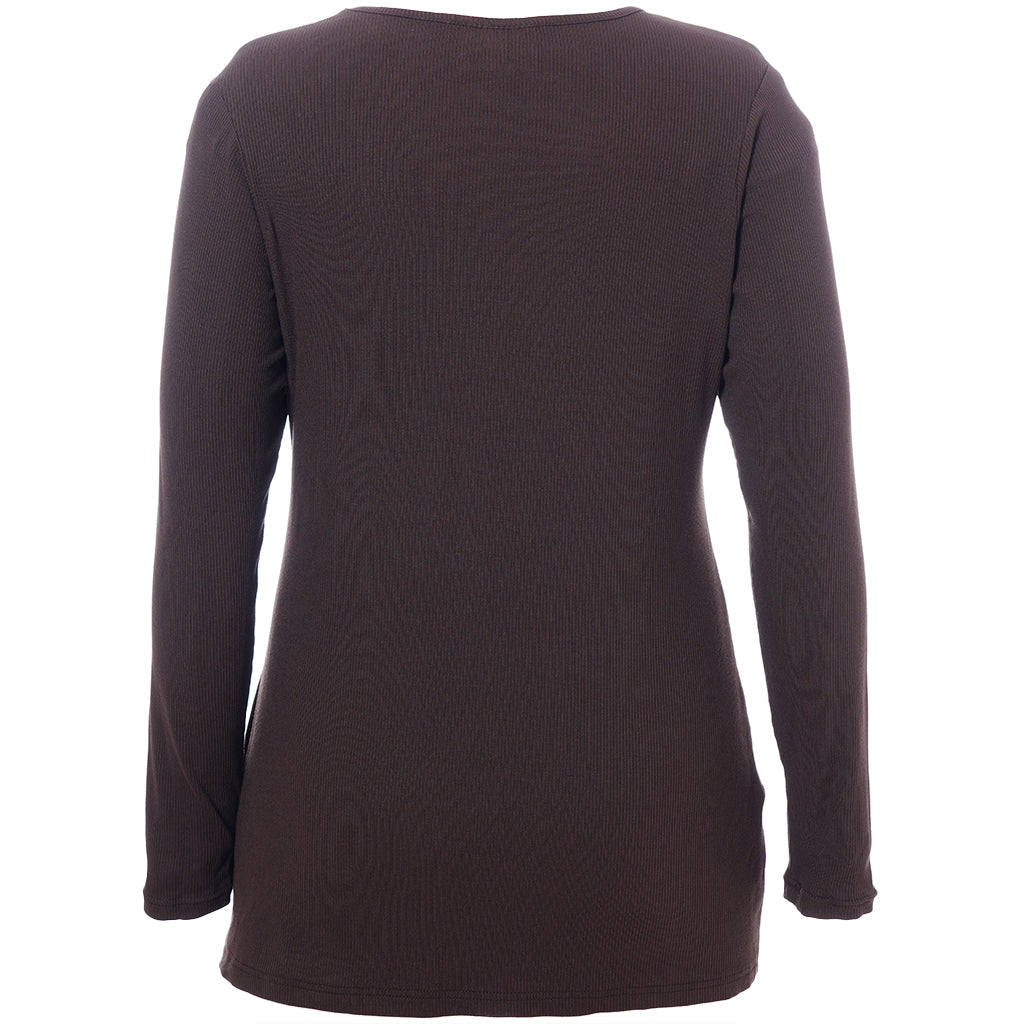 SFlo rib blouse Dark Brown