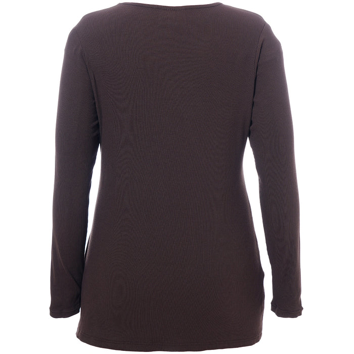 SFlo rib blouse Dark Brown