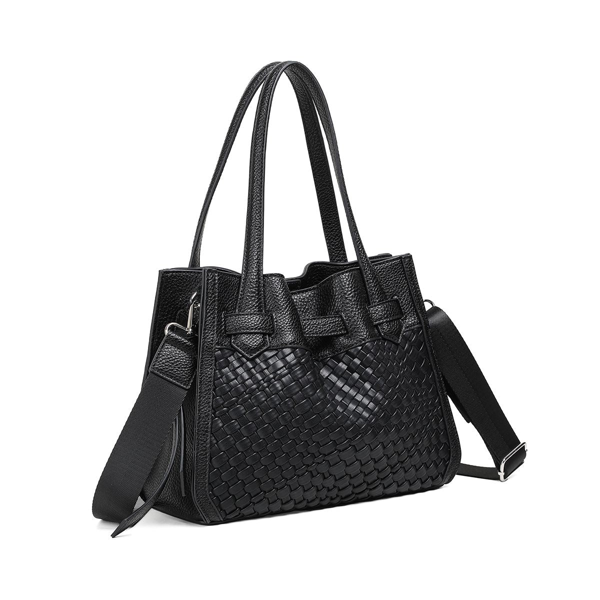 FELIN shopper med flettet front - svart