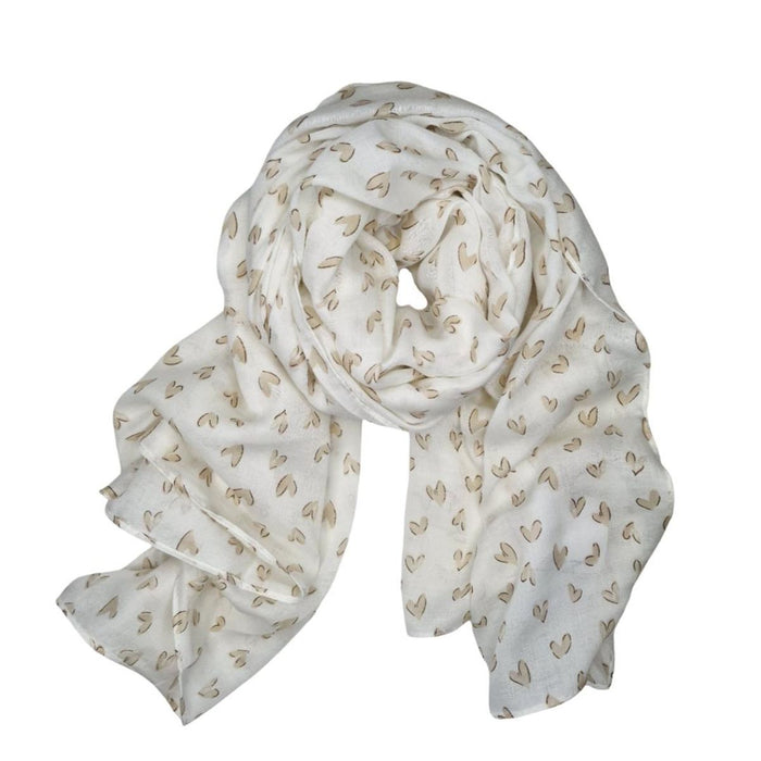Skjerf Hjerter Beige