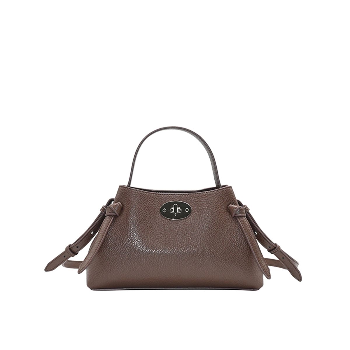 Hermine Brun veske i imitert skinn med vri-lås