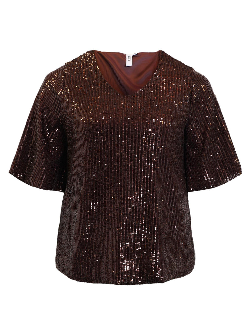 Bluse Sequin Kobber/Brun