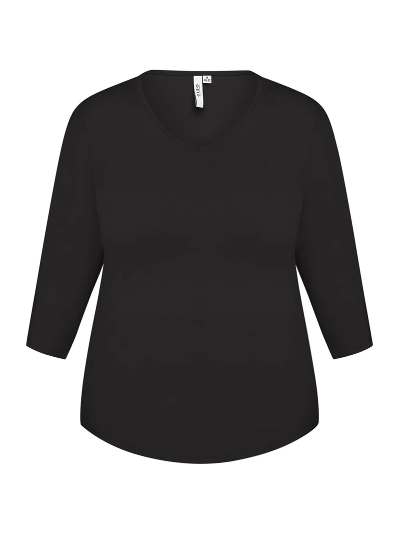 T-skjorte Basic 3/4 erm Black