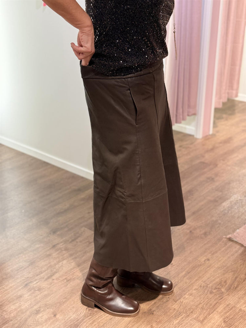 A-shape Leather Skirt Espresso