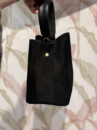 Bøtteveske Semsket Skinn Sort