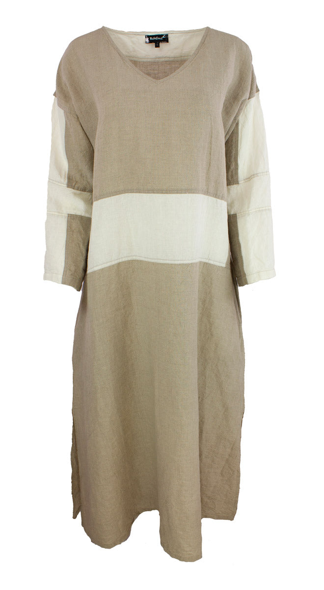 Kjole Stripet Sand/White