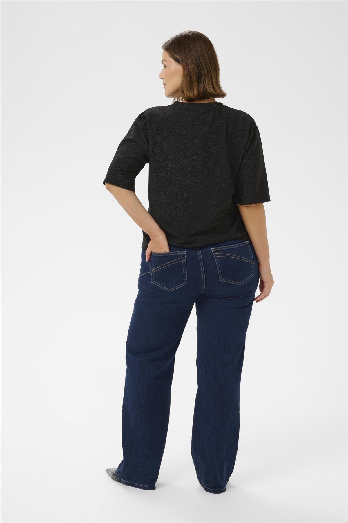 KCriana V-Neck T-Shirt Black Metallic