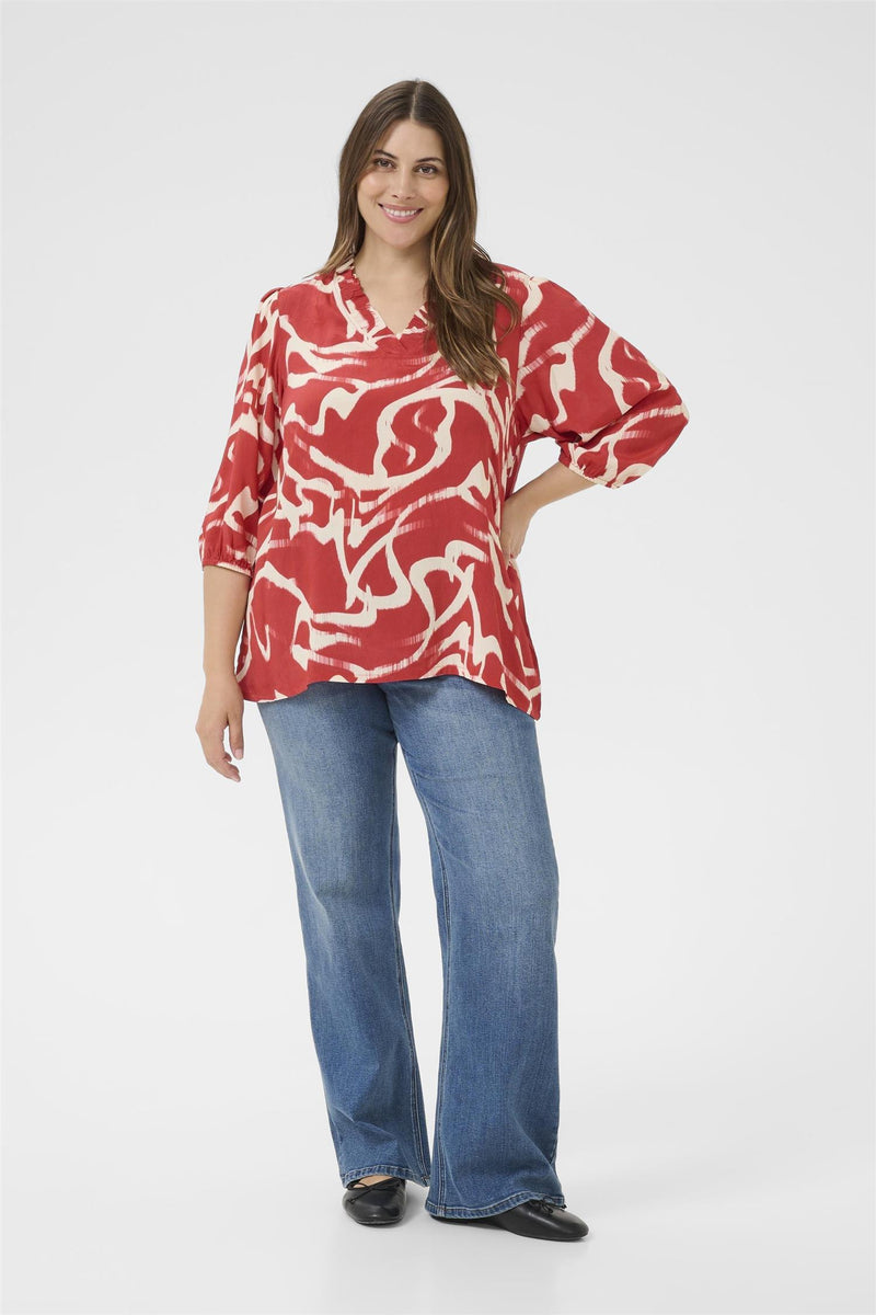 KCmaren Frill Blouse True Red