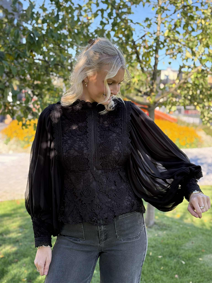 Bluse Lux Plisse Black