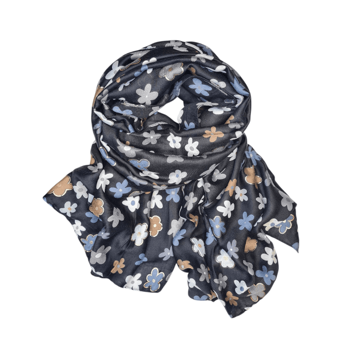 Skjerf Diz, Mini Blomster Sort/Brun