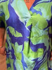 Printed Linen Dress/Curve
