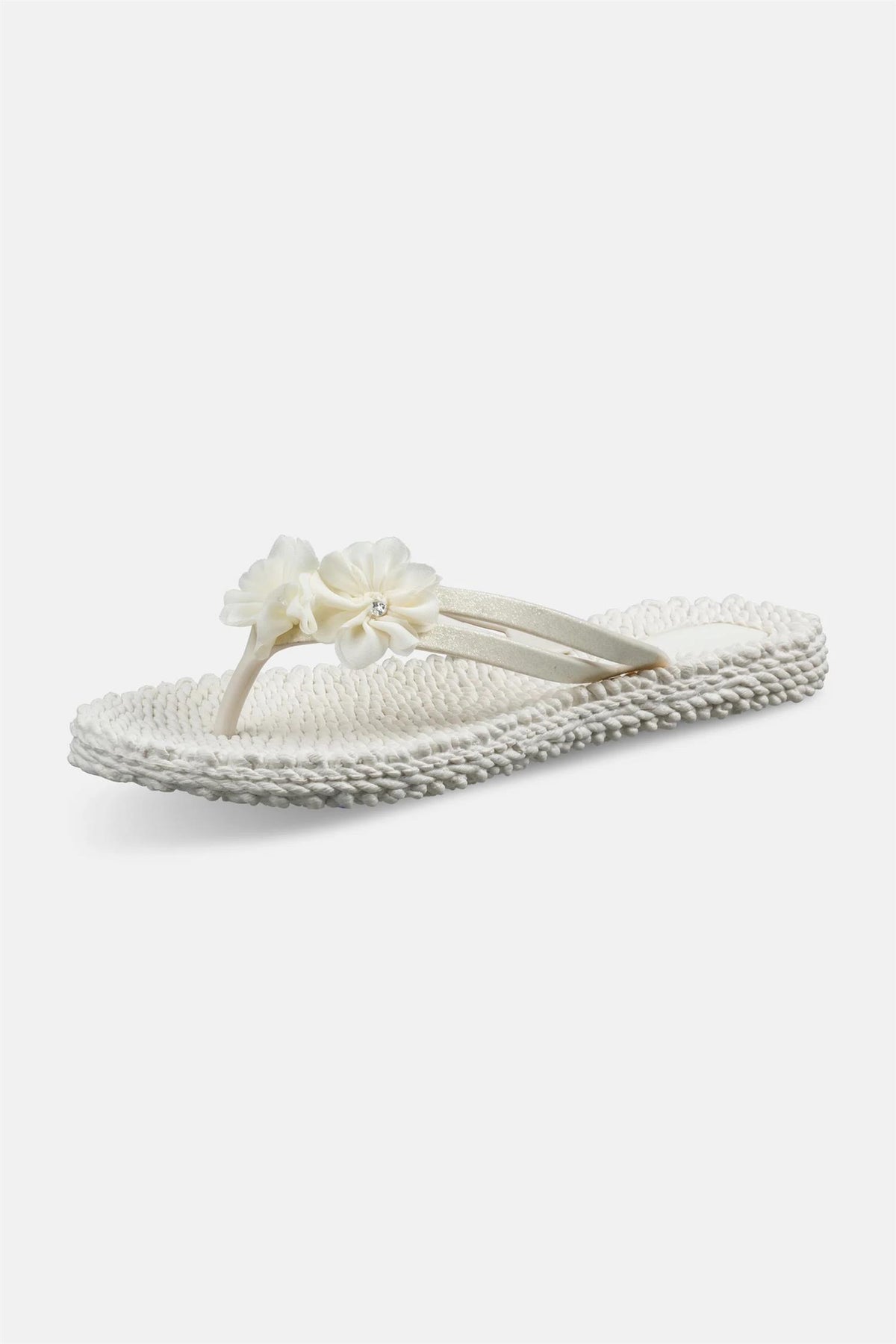 Flip Flop w. SMALL Flowers Creme