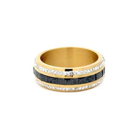 Ring med krystallstener, crystal Gull/Sort