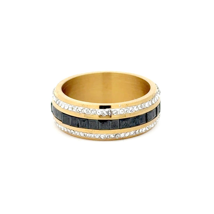 Ring med krystallstener, crystal Gull/Sort