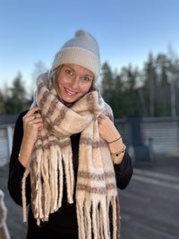 Skjerf Fluffy Check, Beige