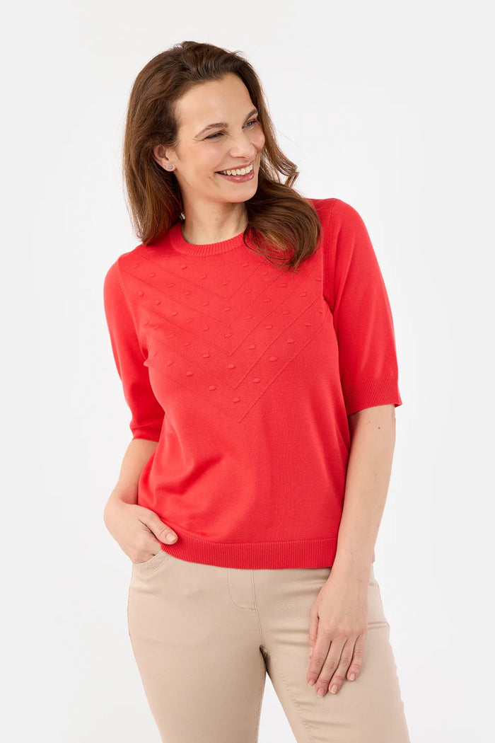 Topp Basic Kort Erm Poppy Red