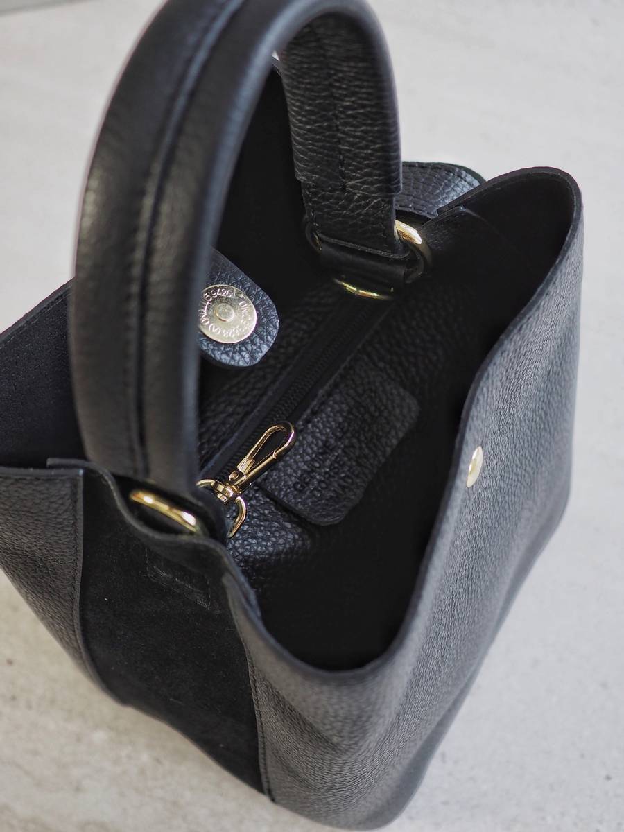 Bøtteveske Glatt Skinn Sort