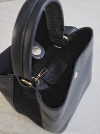 Bøtteveske Glatt Skinn Sort