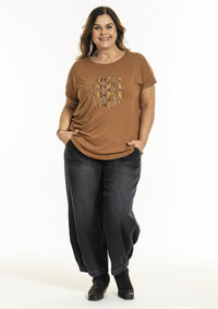 Gitte T-shirt Cognac Print