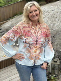 Bluse Paisley Flower Rosa/blå