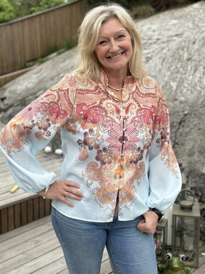 Bluse Paisley Flower Rosa/blå