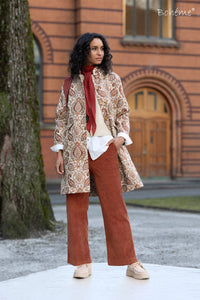 Jakke Lang Jaquard Burnt Orange