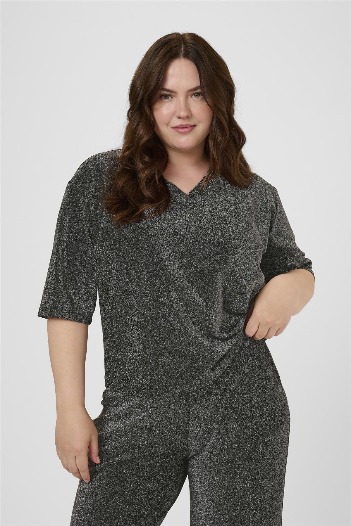 KCriana V-Neck T-Shirt Grey Melange