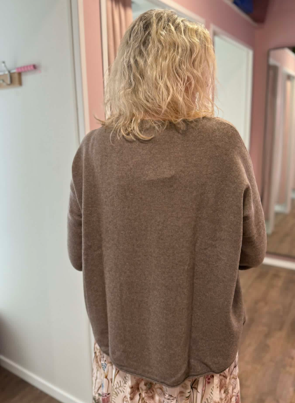 Genser 100% Cashmere, Brown Melange