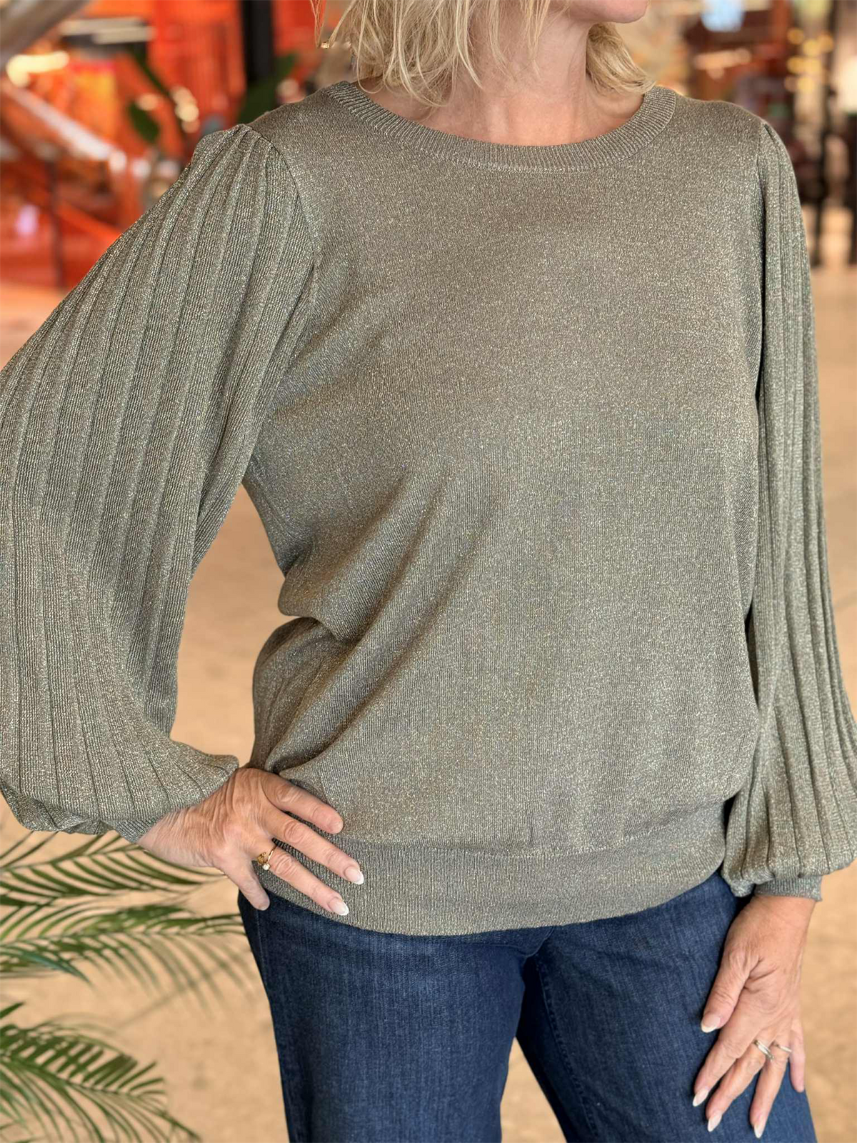 KCregitta Pleat Knit Pullover Morel