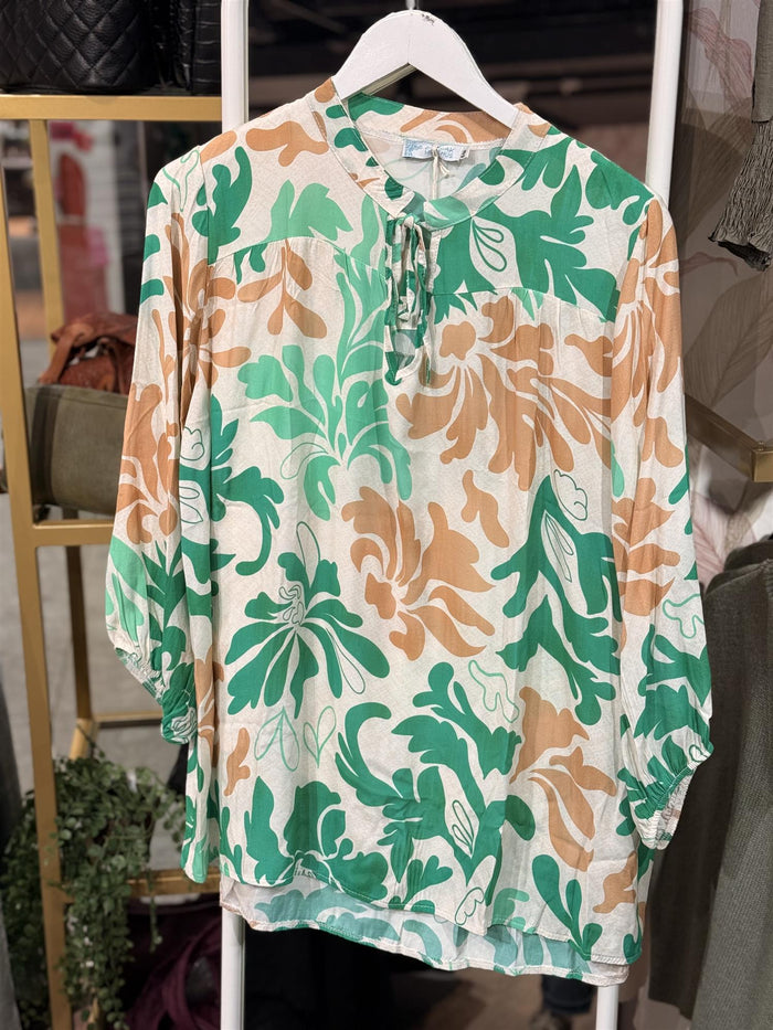 Bluse April Green Flower