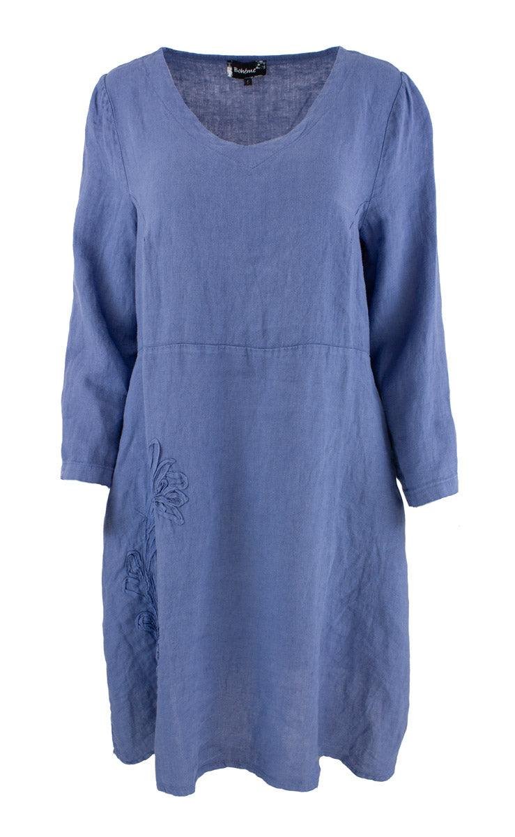 Kjole Flower Lin, Coastal Blue