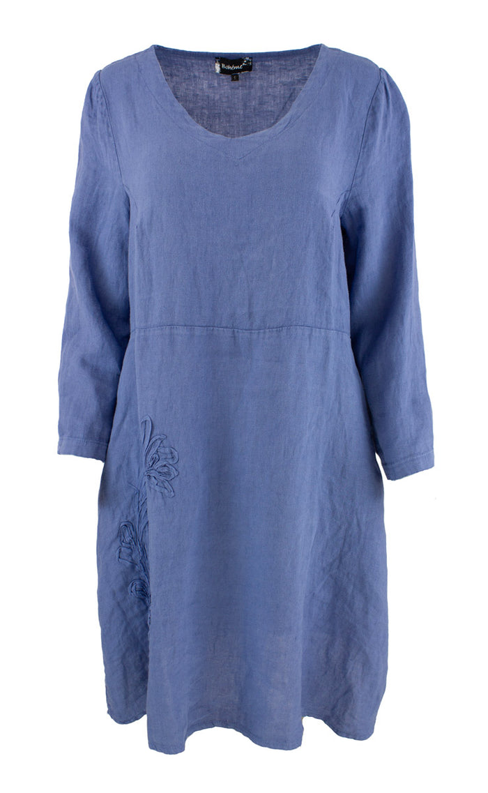 Kjole Flower Lin, Coastal Blue