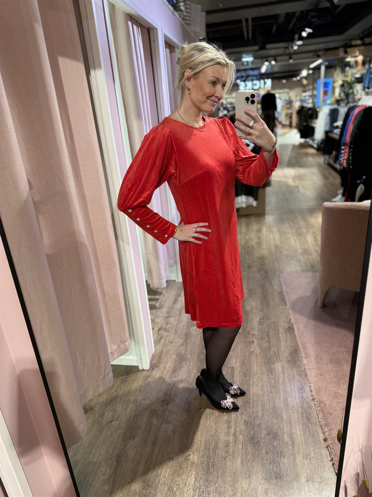 Kjole Tea Velour Red