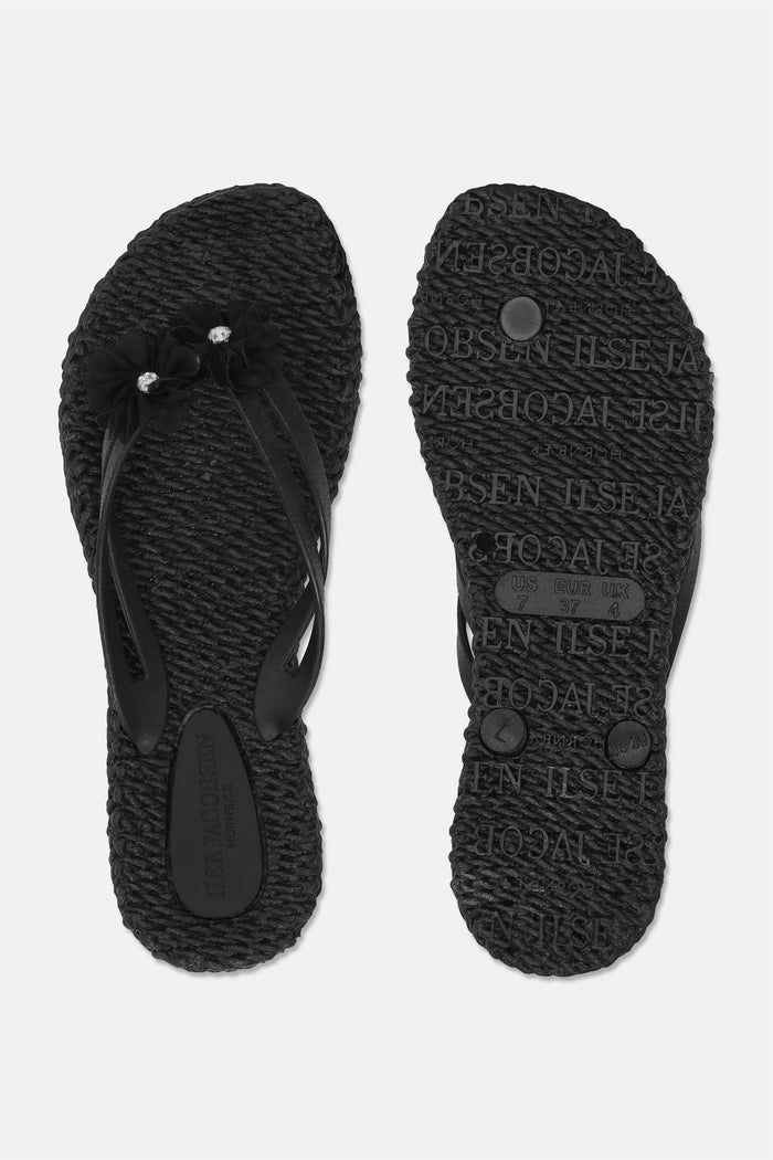 Flip Flop w. SMALL Flowers Black