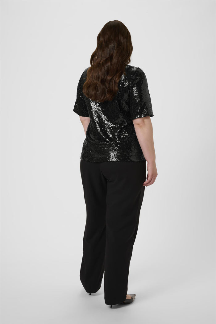 KCmirana Sequin Blouse Black Deep