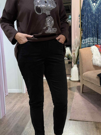 Bukse Sofia Sort Cord Slim