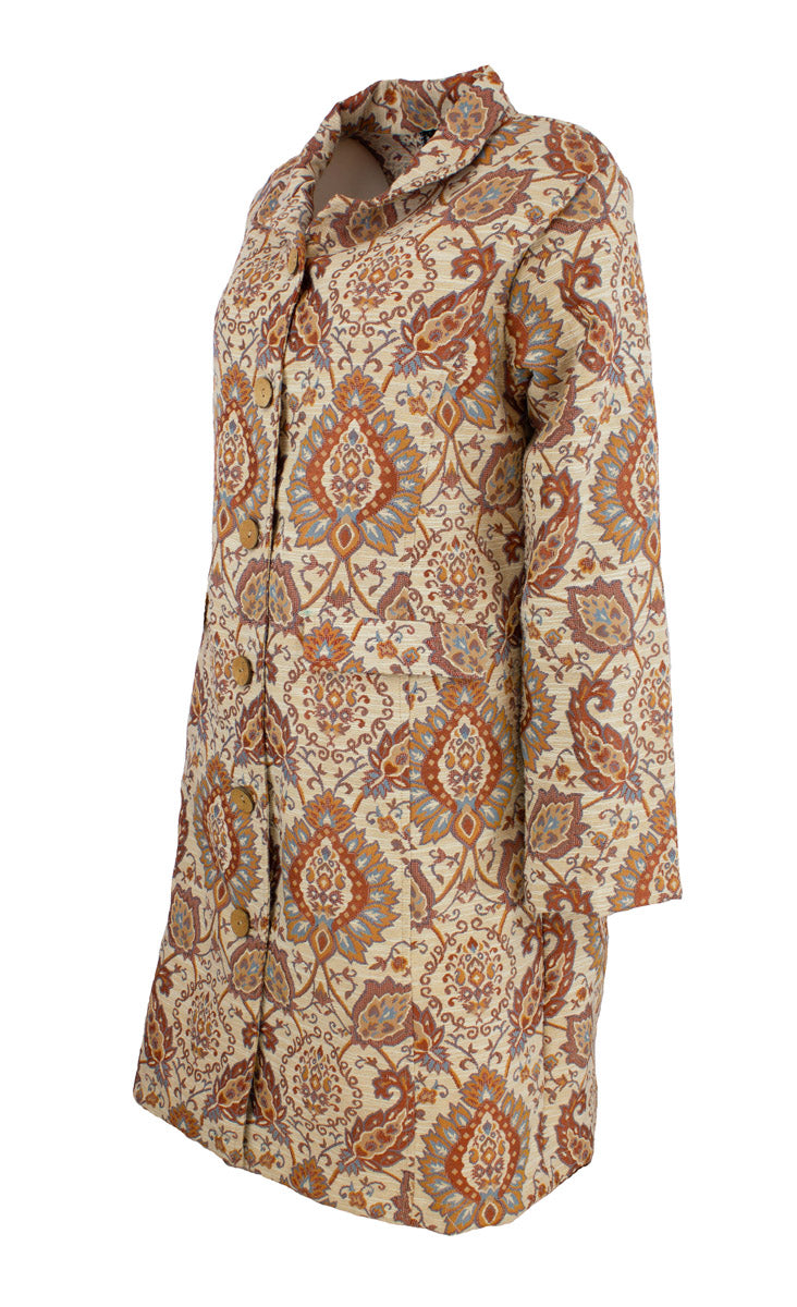 Jakke Lang Jaquard Burnt Orange