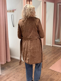 YVETTE Suede Trenchcoat Nude Brown
