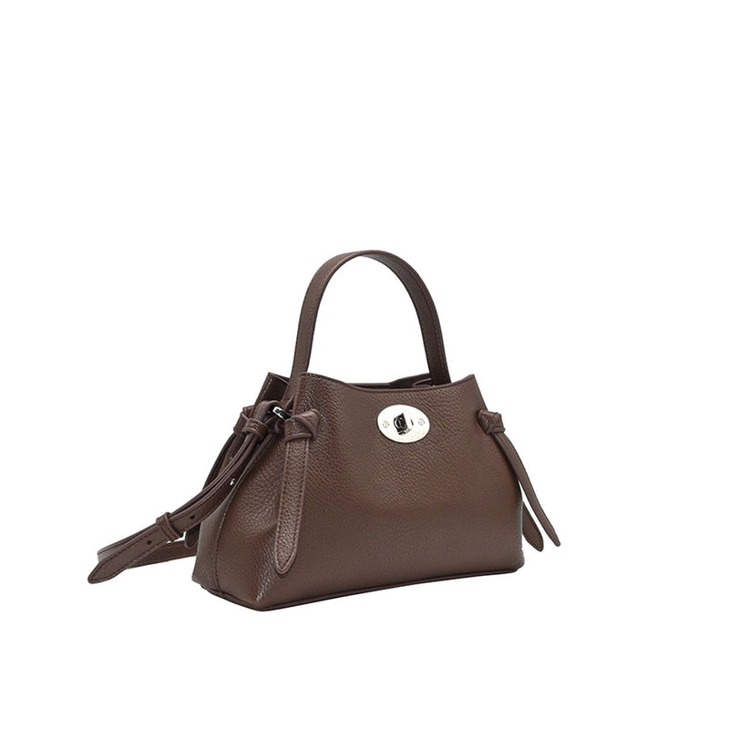 Hermine Brun veske i imitert skinn med vri-lås