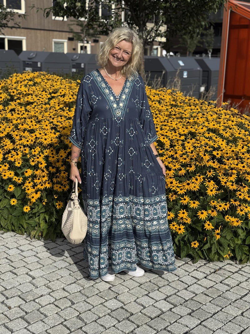 Cartagena Dress V Maxi Print