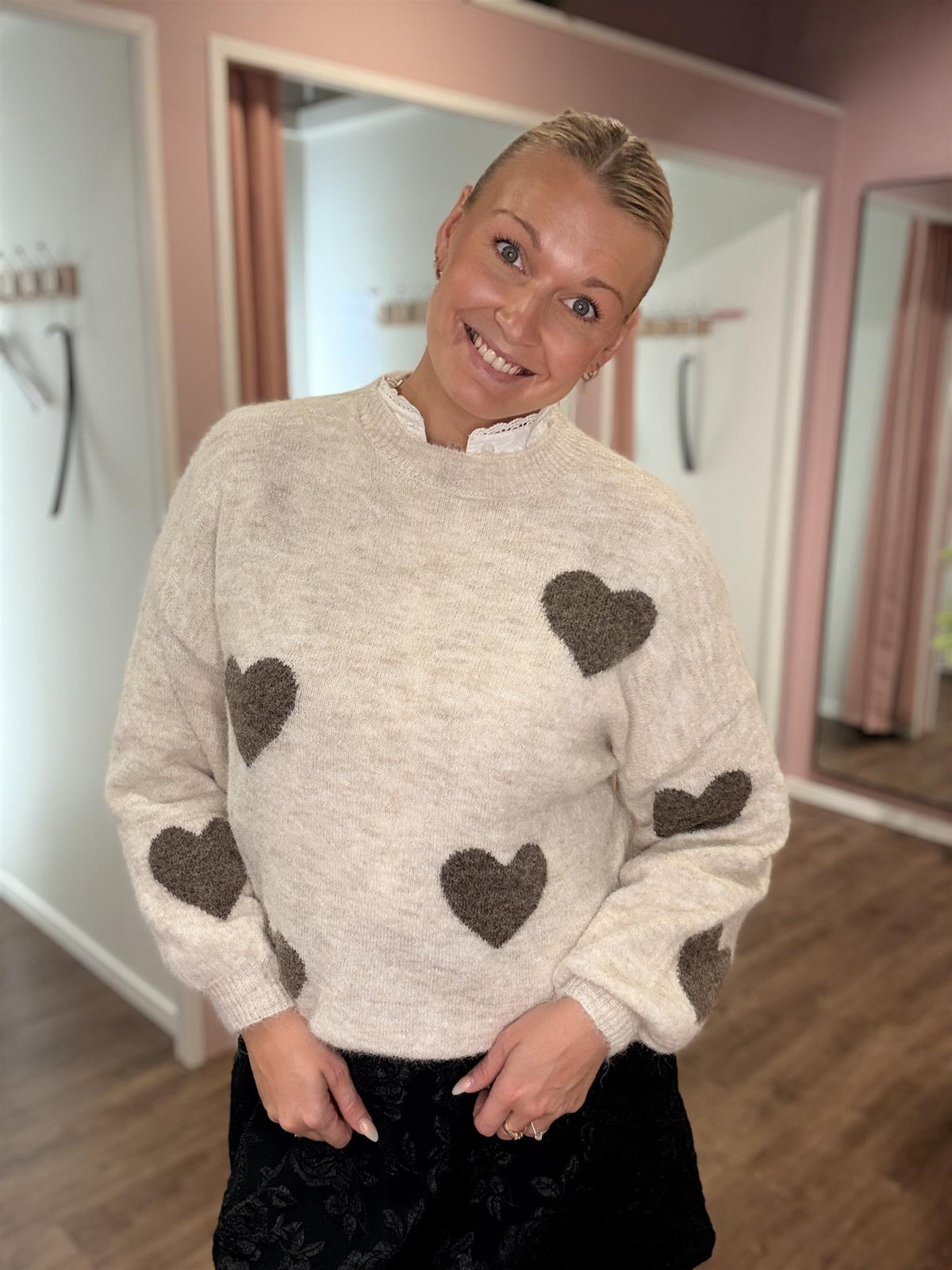 Genser Tiril Beige/ Fango Heart