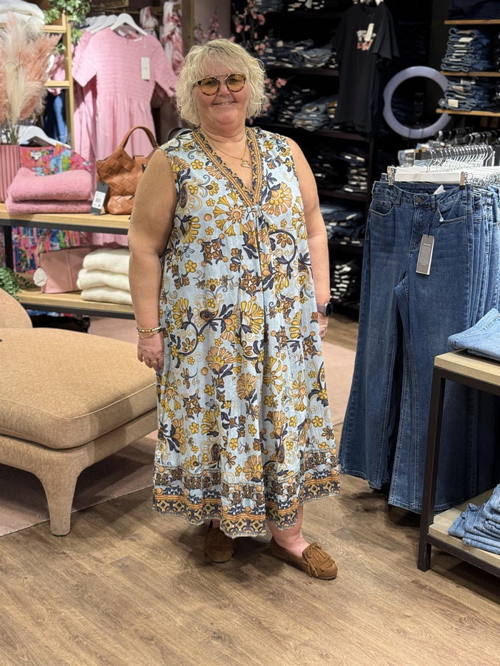 Macieo Dress V Sleeveless Blue