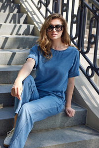 Bluse Lyocell Indigo