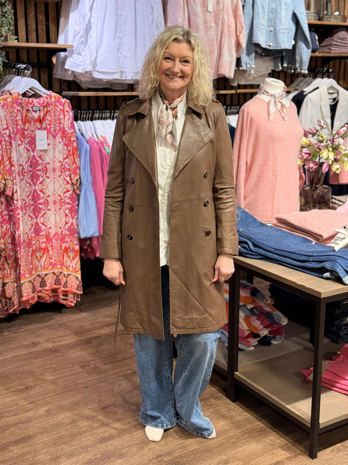 Julia Leather Trenchcoat Nude Brown
