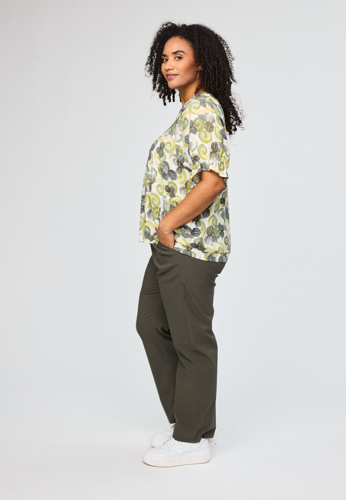 SDasie Blouse Green Offwhite Flower