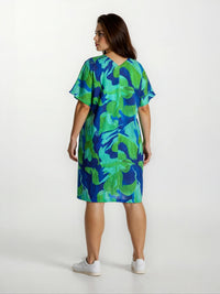 Printed Linen Dress/Curve